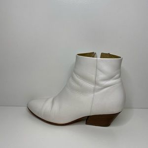 Women’s white leather heeled boots